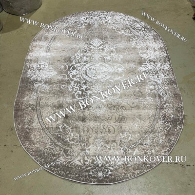 Современный Турецкий Ковер Дизайн 187 Бежево-Коричневый Овал