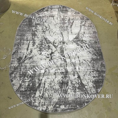 Современный Турецкий Ковер Дизайн 190 Серый с Белым Овал