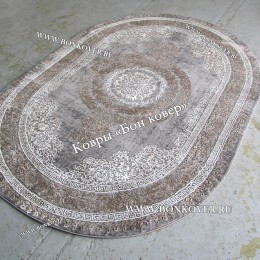 Классический ковер дизайн 93 Коричневый с серым овал